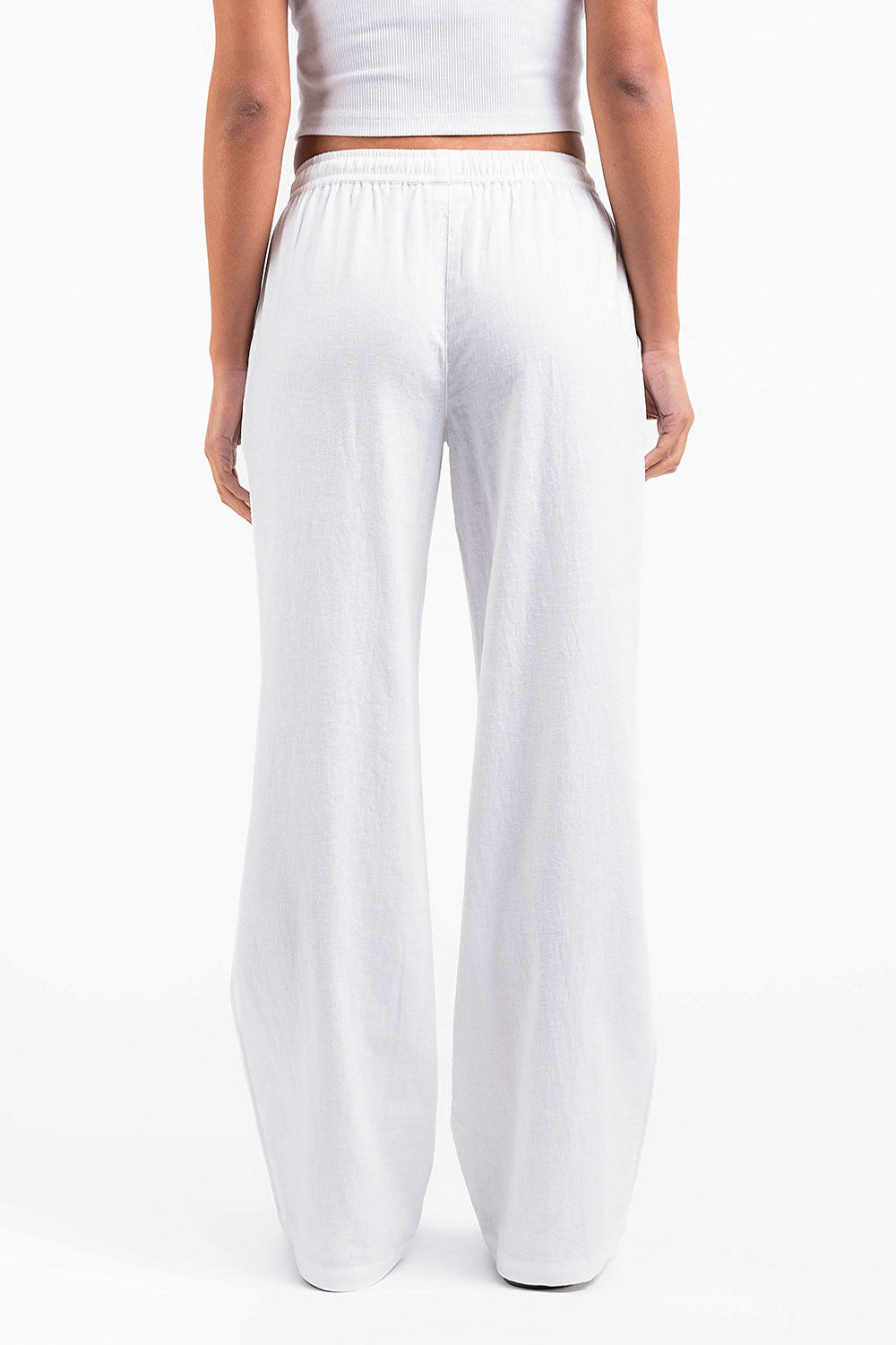 Mila 01Mid Straight Linen Pants - White