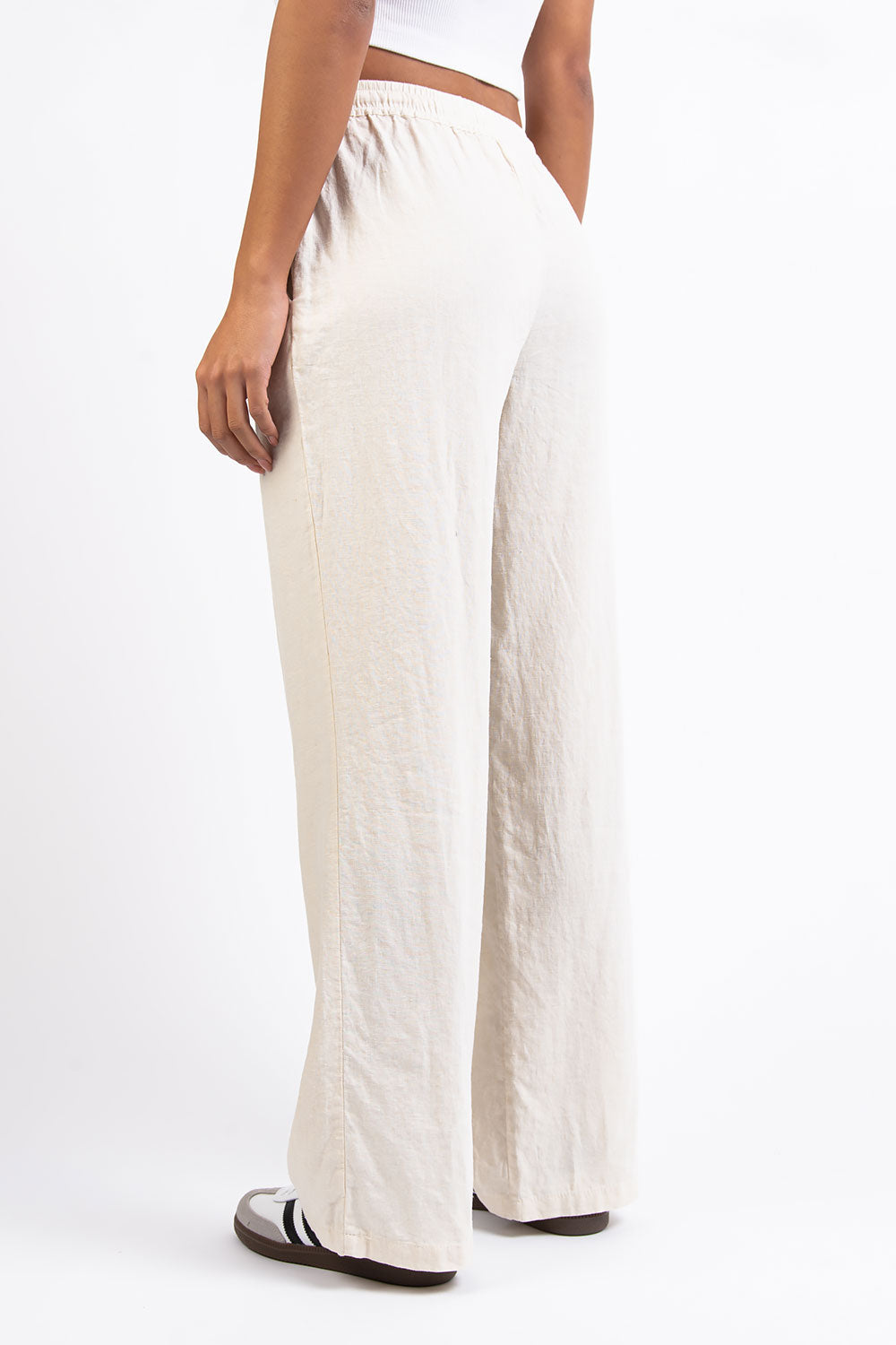 Mila 01Mid Straight Linen Pants - Beige