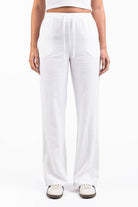 Mila 01High Straight Linen Pants - White