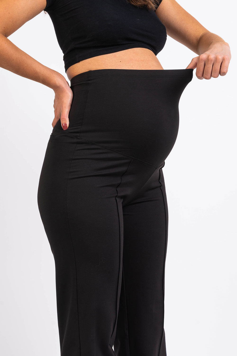 Pixie 01 ActiveFlex Straight Maternity Pants - Black