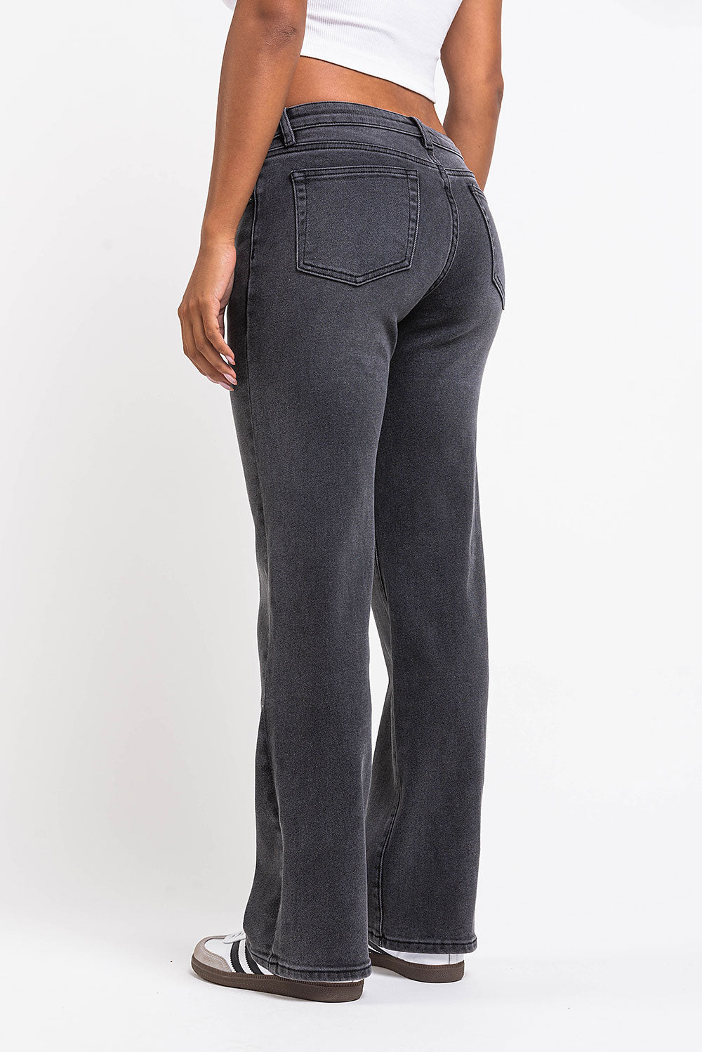 Dina 02Low Straight Jeans - Washed Black
