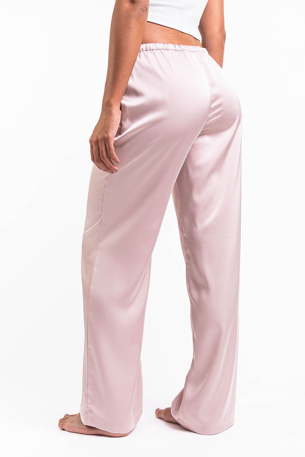 Mel 03Low Straight Satin Pants - Pink