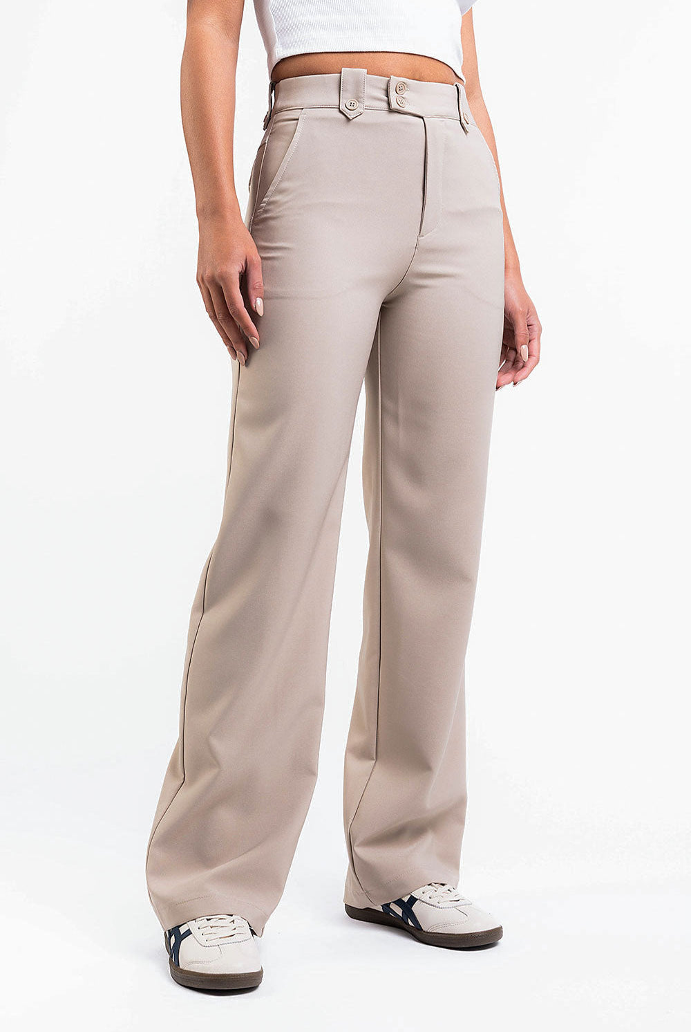 Bonnie 02High Straight Suit Pants - Beige