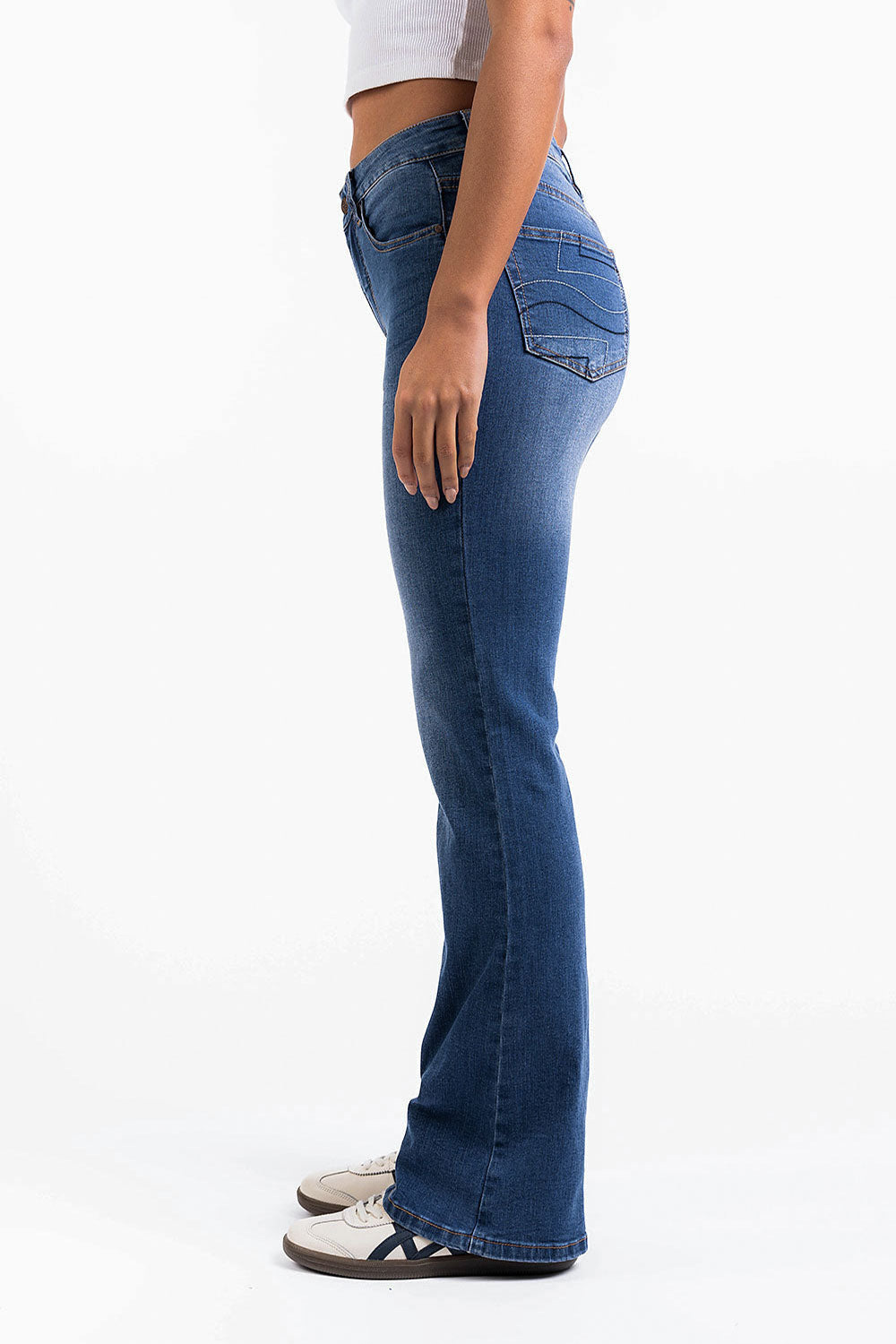 Ingrid 02High Flared Jeans - Mid Blue