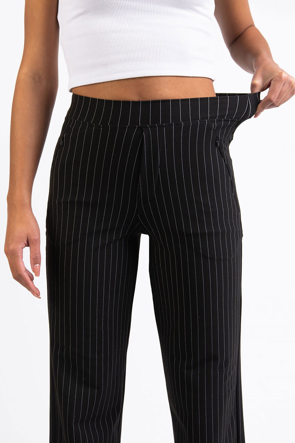 Holly 01High ActiveFlex Straight Pants - Black Striped