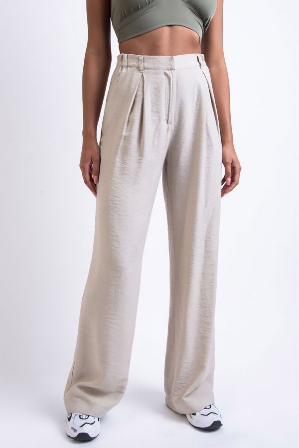 Klassisk plisserede brede bukser - Sienna Beige