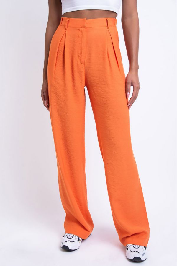 Klassisk plisserede brede bukser - Sienna Orange