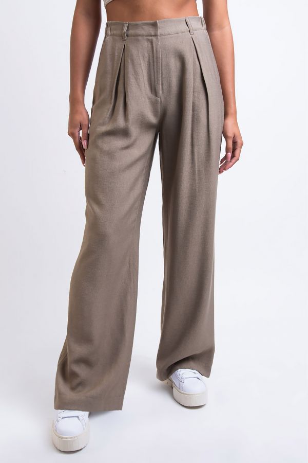 Klassisk plisserede brede bukser - Sienna Greige