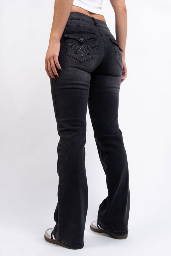 Lavtaljede Bootcut Jeans - Jolie Washed Black