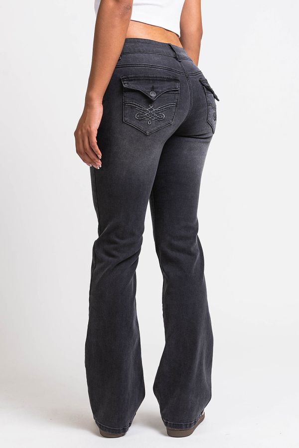 Lavtaljede Bootcut Jeans - Jolie Washed Black